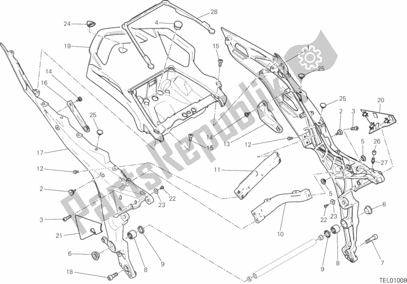 Todas as partes de Quadro Traseiro Comp. Do Ducati Multistrada 950 SW 2018